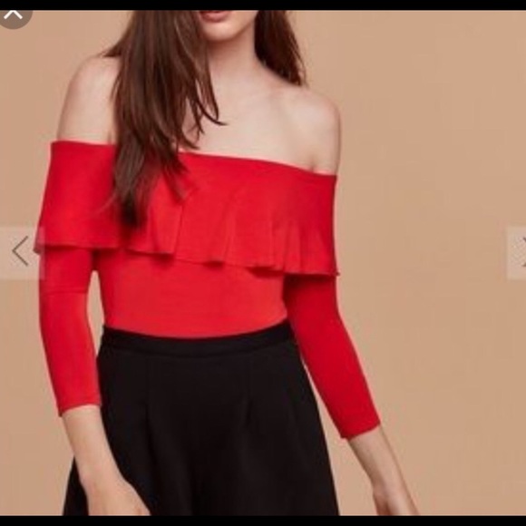 Aritzia Wilfred Free Black Off the Shoulder Long Sleeve Bodysuit - Picture 2 of 6